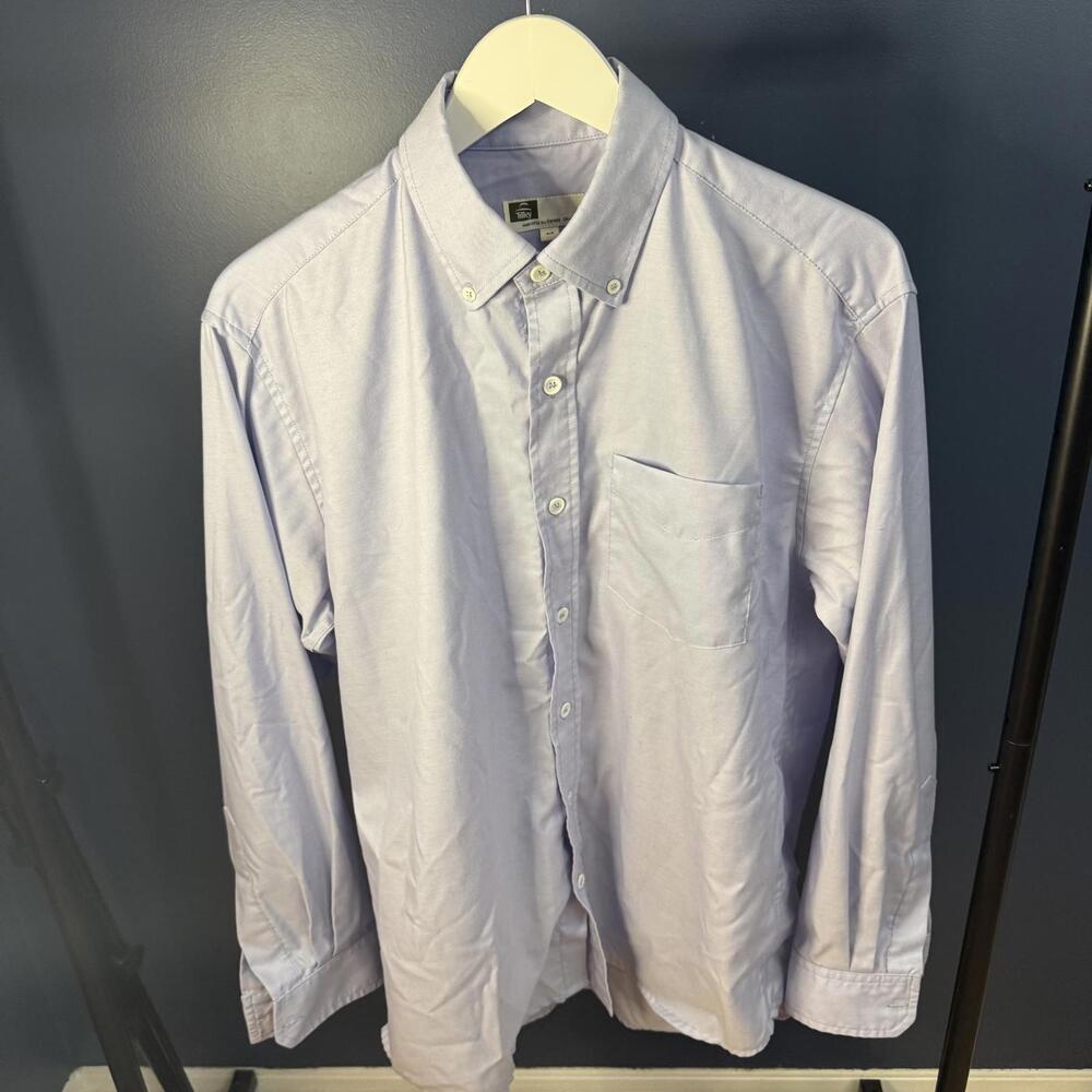 Tilley Made in Canada Button Down Shirt M Blue Oxford Cotton Blend Long Sleeve